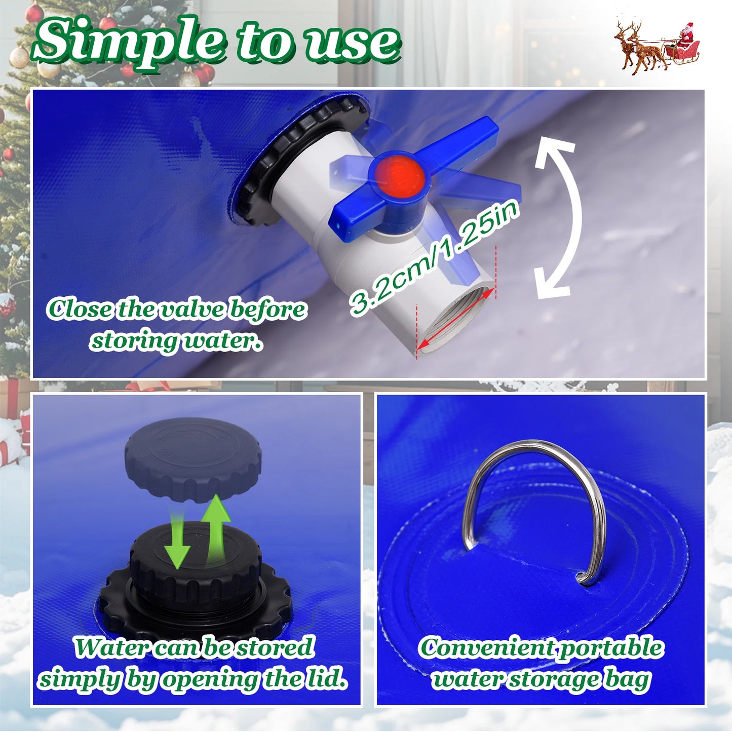 [4000L] PVC Water Storage Bladder, Foldable Soft Water Bag with Valve, Large Capacity, Portable PVC Storage Container for Fire Prevention, Drought Resistance, Water Storage Bag Soft Water Tank