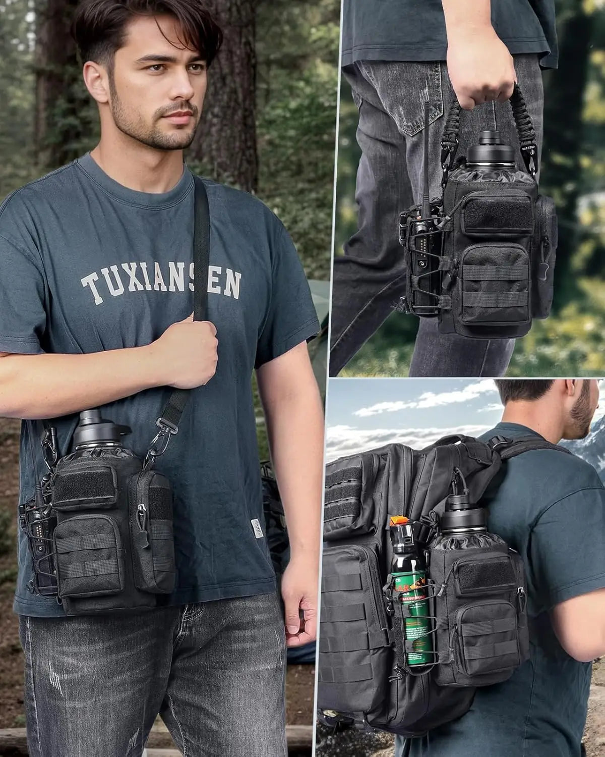 Insulated Stainless Steel Water Bottle With Pouch And Lids