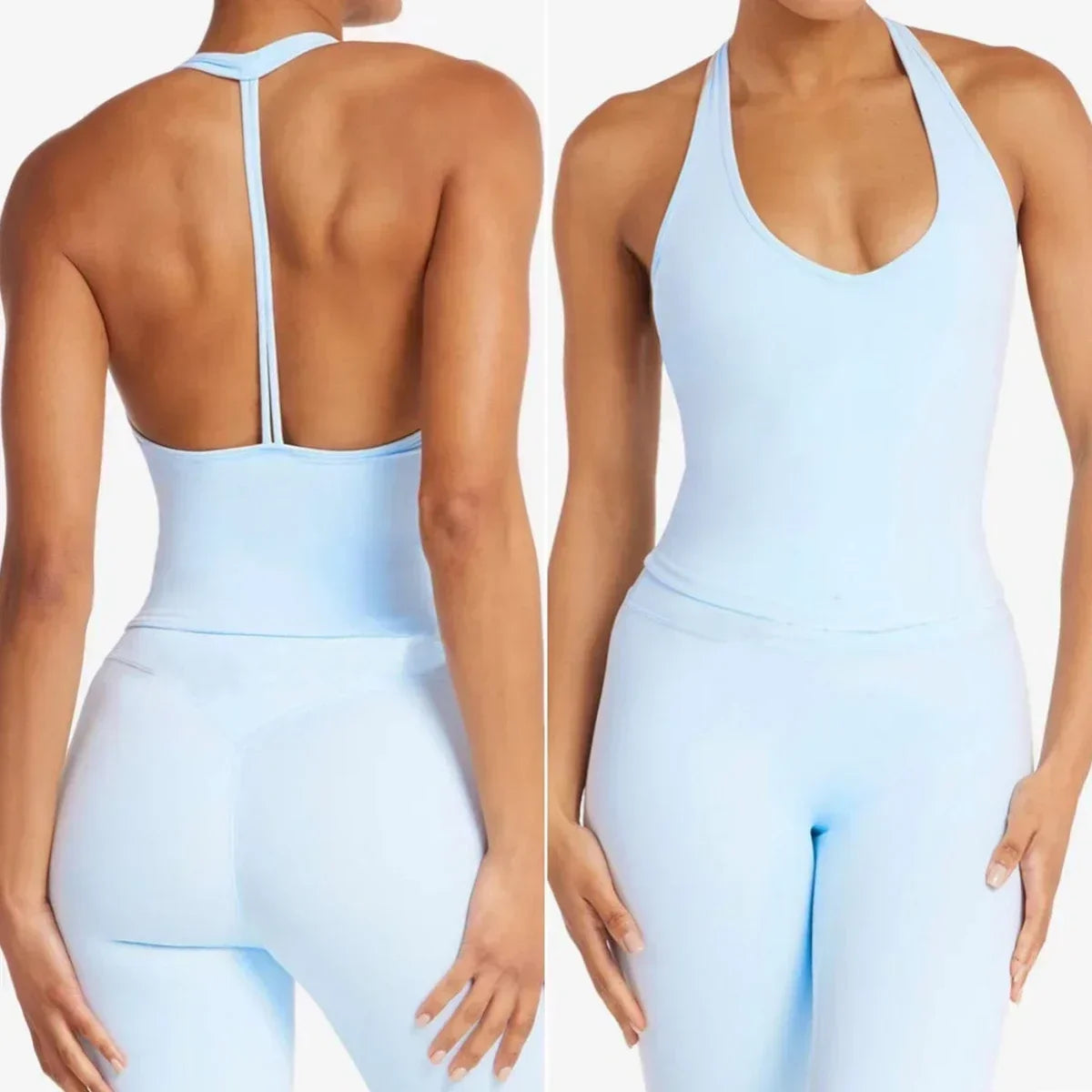 Lemoneno Women's Halter Yoga Set With Chest Pad Sports Bra And Shorts