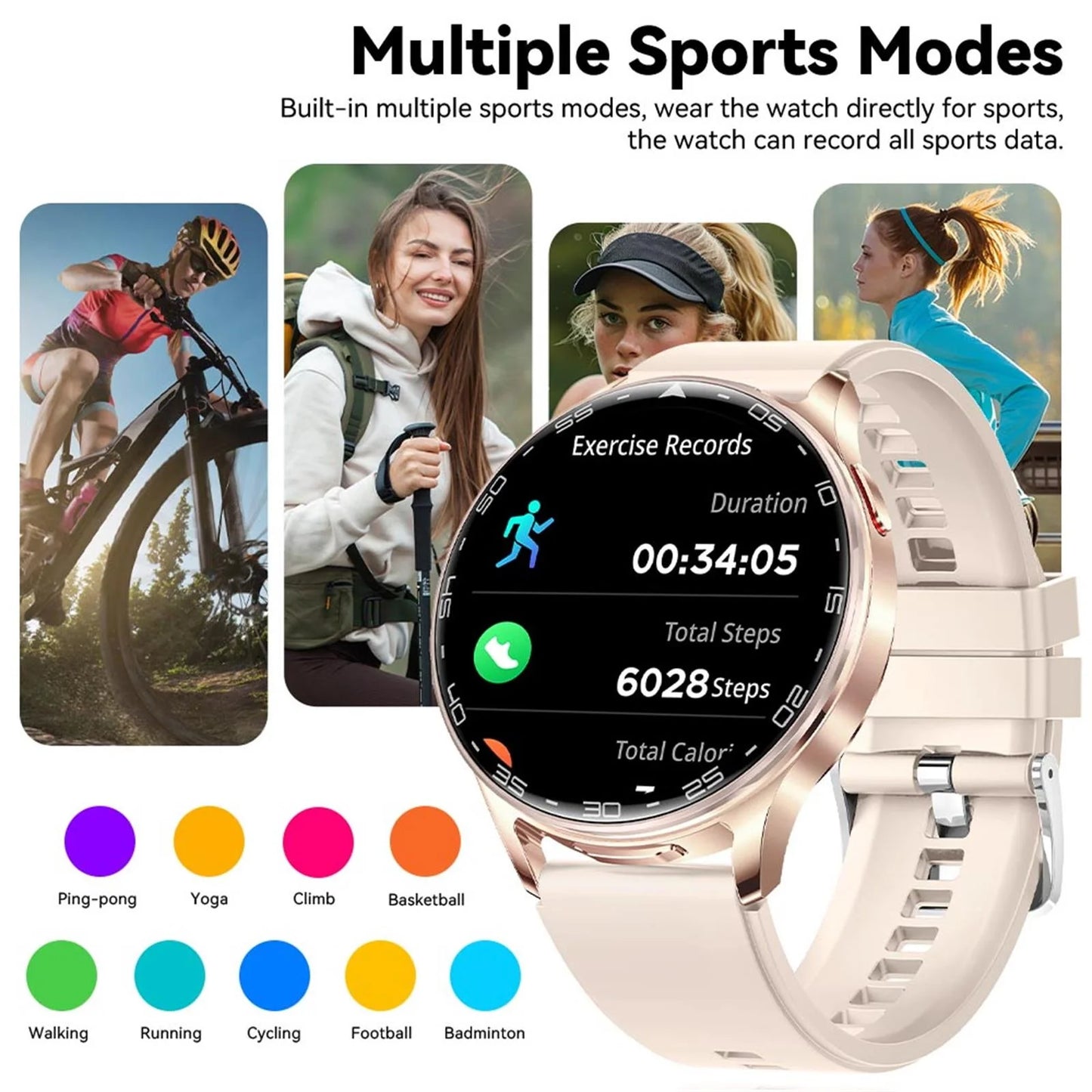 EIGIIS 2-in-1 Smart Watch With Hidden Earbuds For Women