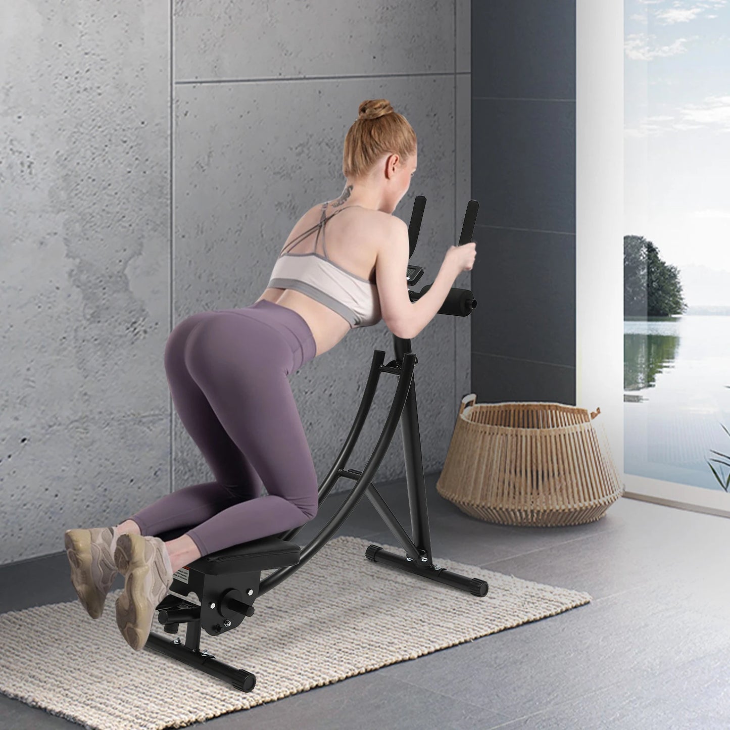 Ab Exercise, Ab Machine, Foldable Crunch Trainer, Dual Track 40° Curved Design, Multi-Functional Abs Core Fitness Equipment, LED Display for Workout Time, Black Home Gym Abdominal Trainer, Waist Arm Leg Glutes Body Sculpting