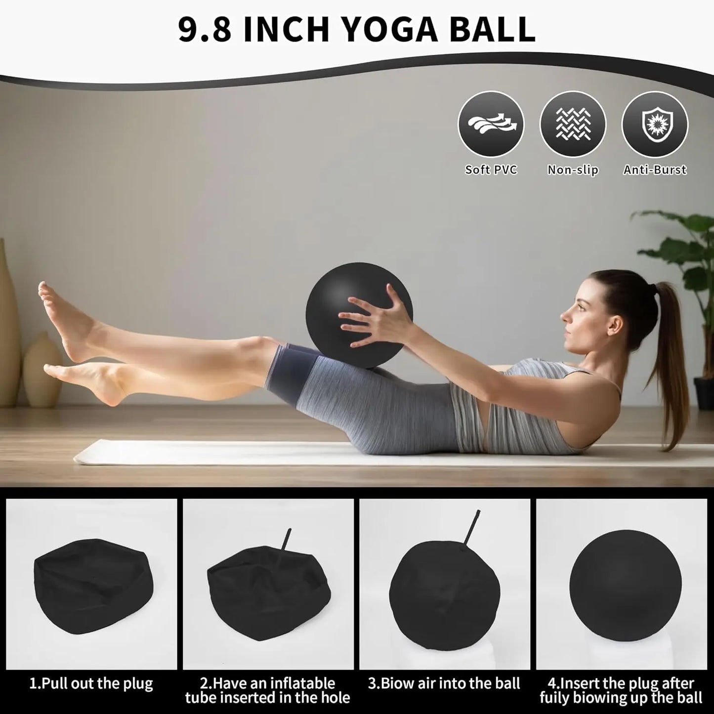 Pilates Essentials Kit for Home Women, Pilates Equipment for Workouts, 6 Fabric ResiBands, 12 Inch