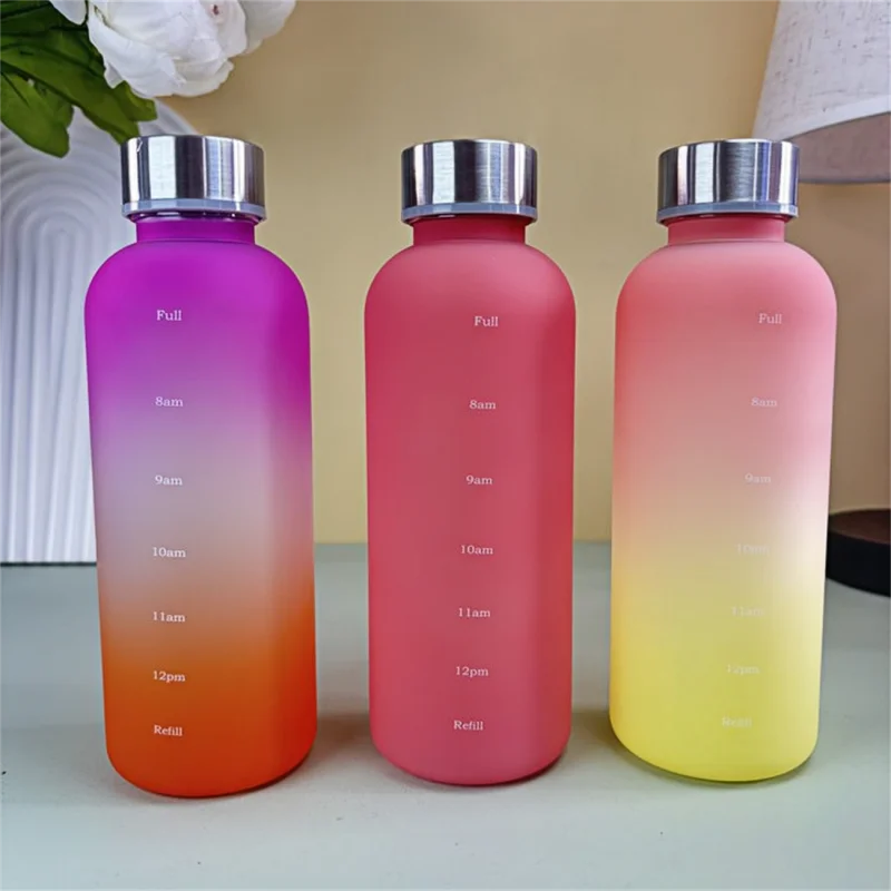 Time Marker Water Bottle Eco Friendly BPA Free Frosted Plastic