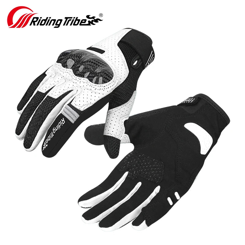 Leather Motorcycle Gloves With Carbon Fiber Shell For Riding