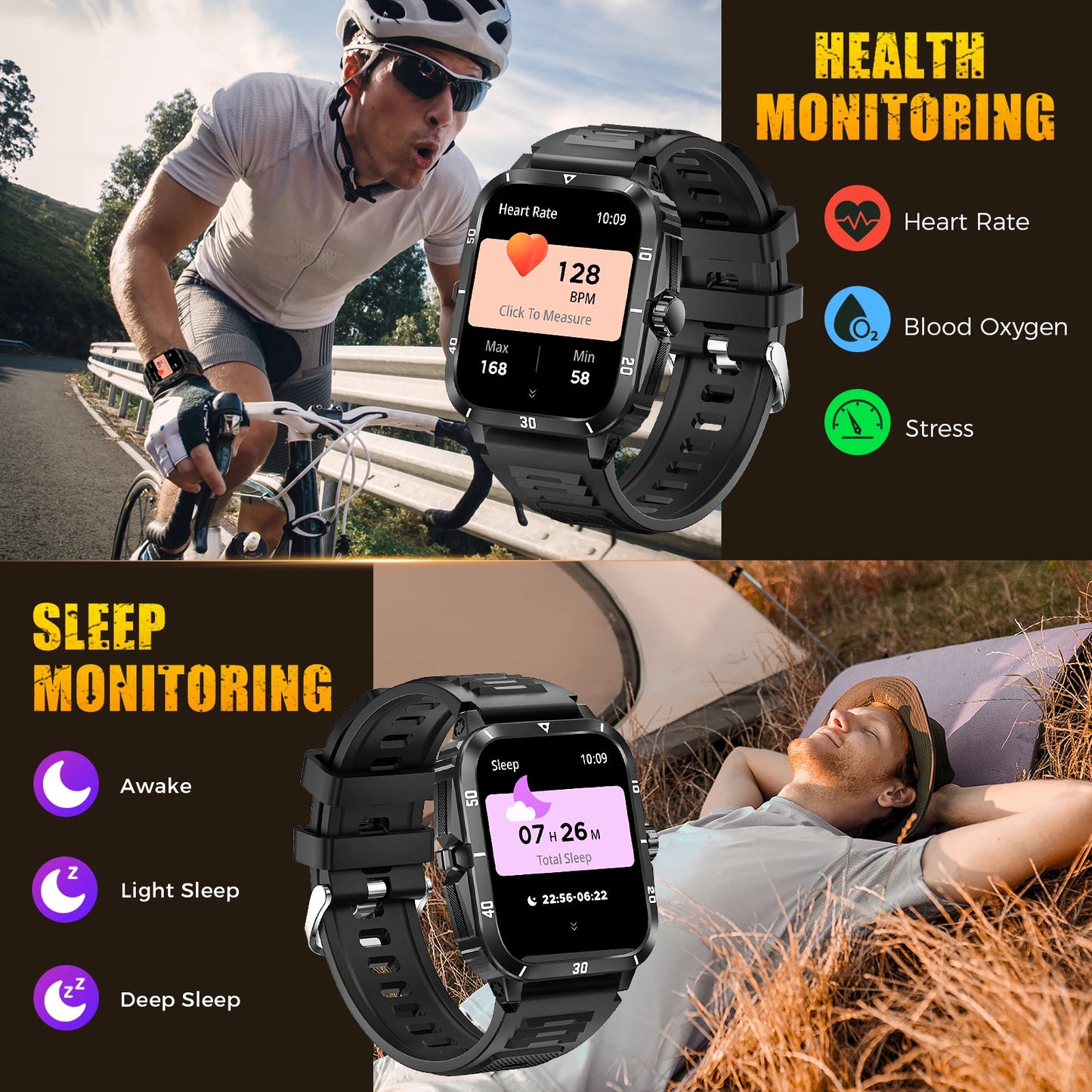 LaNikar Smart Watch KT71 3ATM Waterproof Fitness Tracker