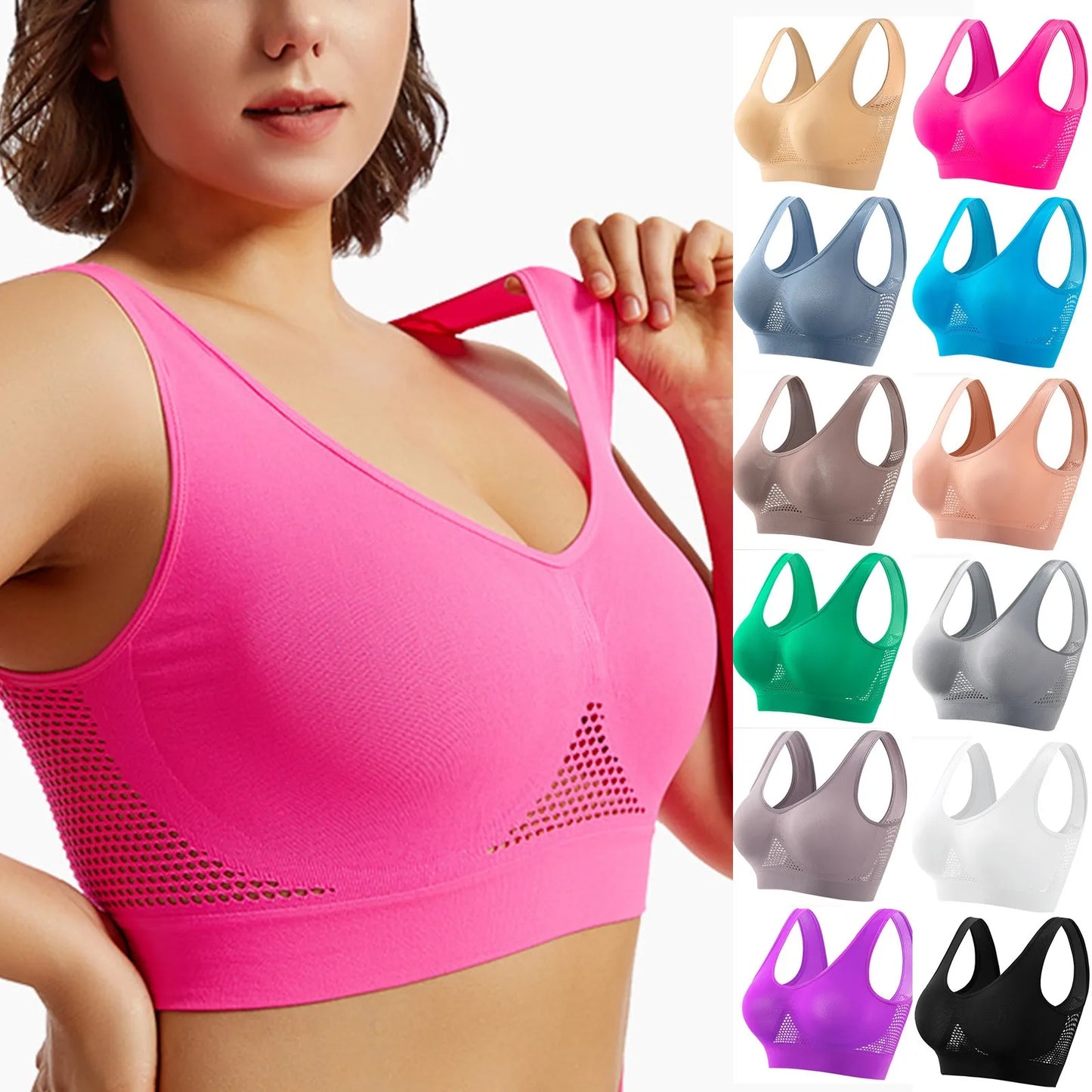 Womens Running Sports Bra Shockproof Soft Support Yoga Vest