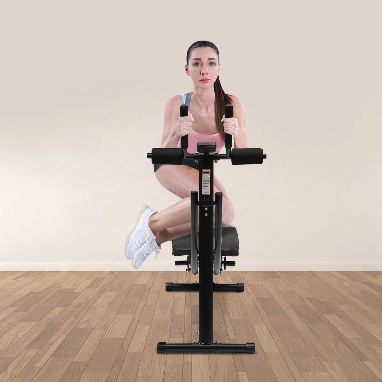 Ab Exercise, Ab Machine, Foldable Crunch Trainer, Dual Track 40° Curved Design, Multi-Functional Abs Core Fitness Equipment, LED Display for Workout Time, Black Home Gym Abdominal Trainer, Waist Arm Leg Glutes Body Sculpting