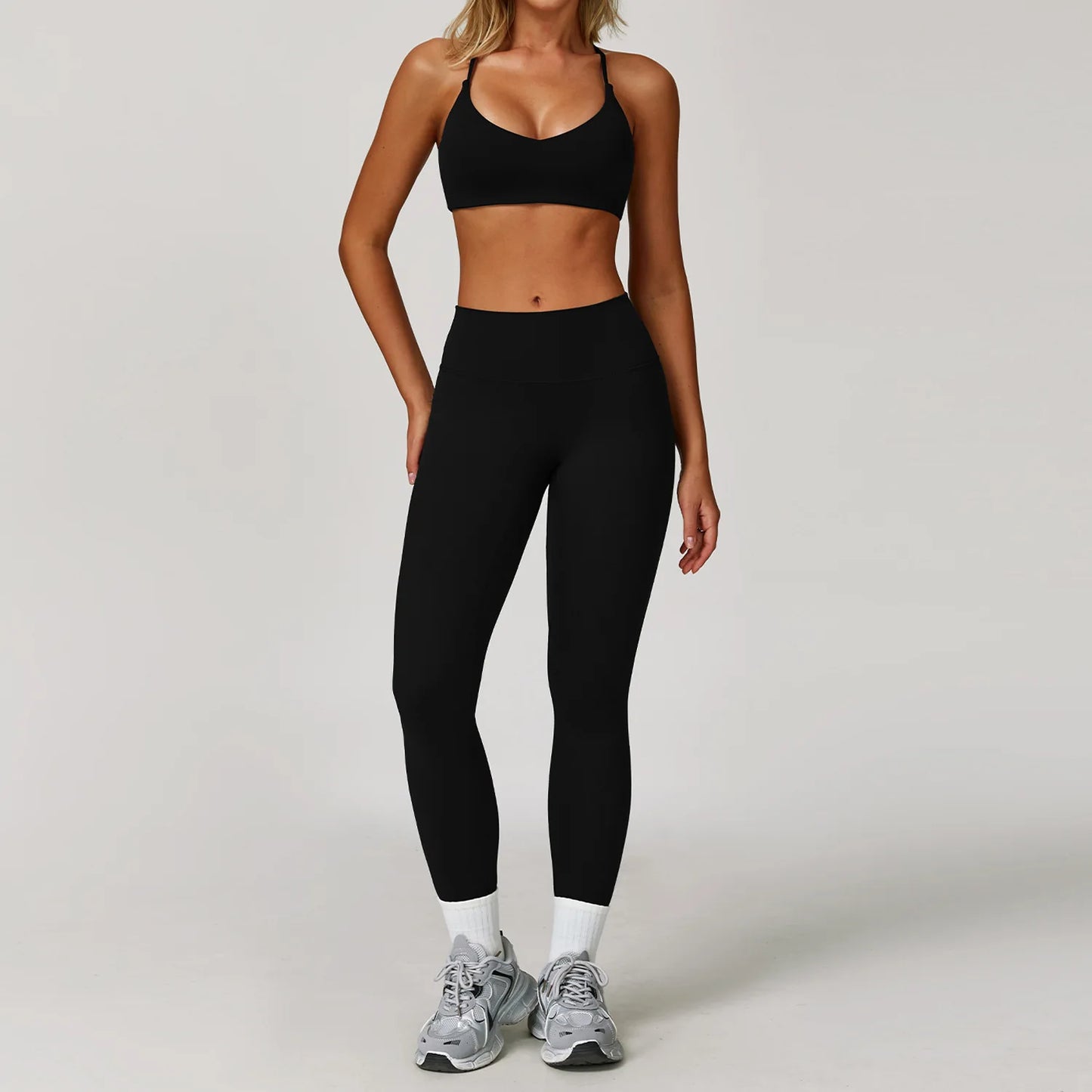 Womens Gym Set Yoga Wear Bra Jacket Leggings Shorts