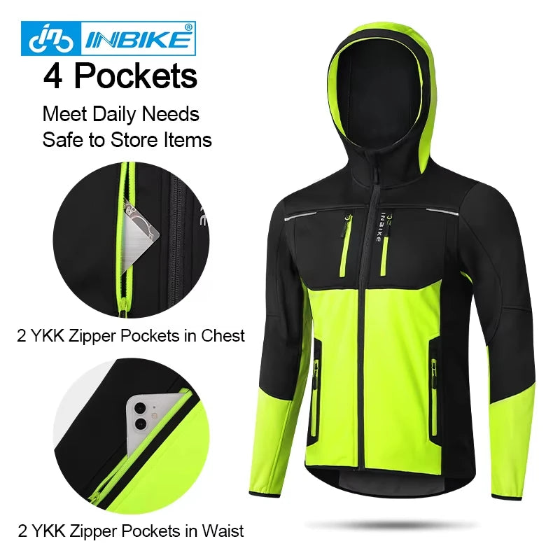INBIKE Men's Windproof Waterproof Thermal Cycling Jacket With Reflective Stripes