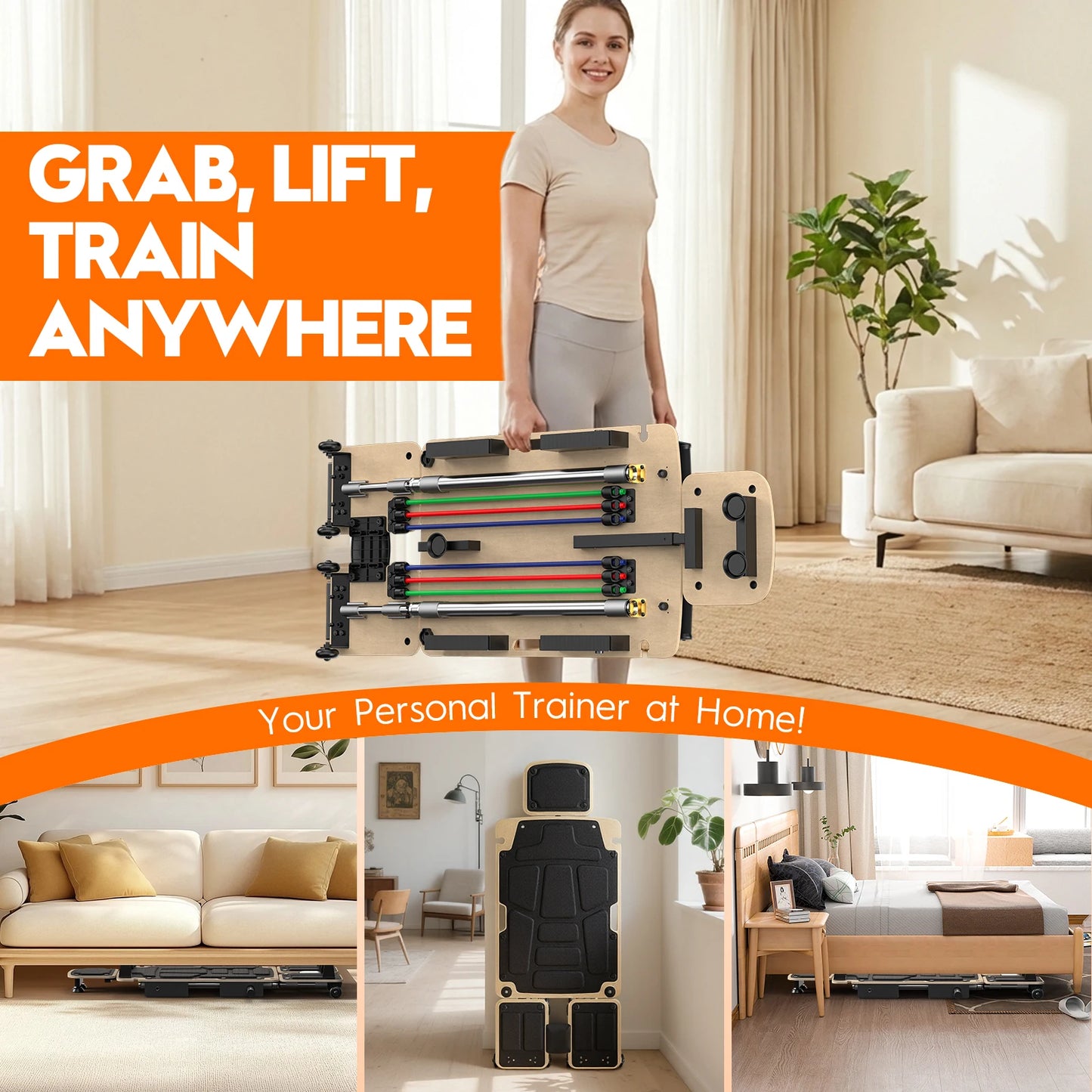 5-in-1 Pilates Reformer Home Gym For Full Body Workout