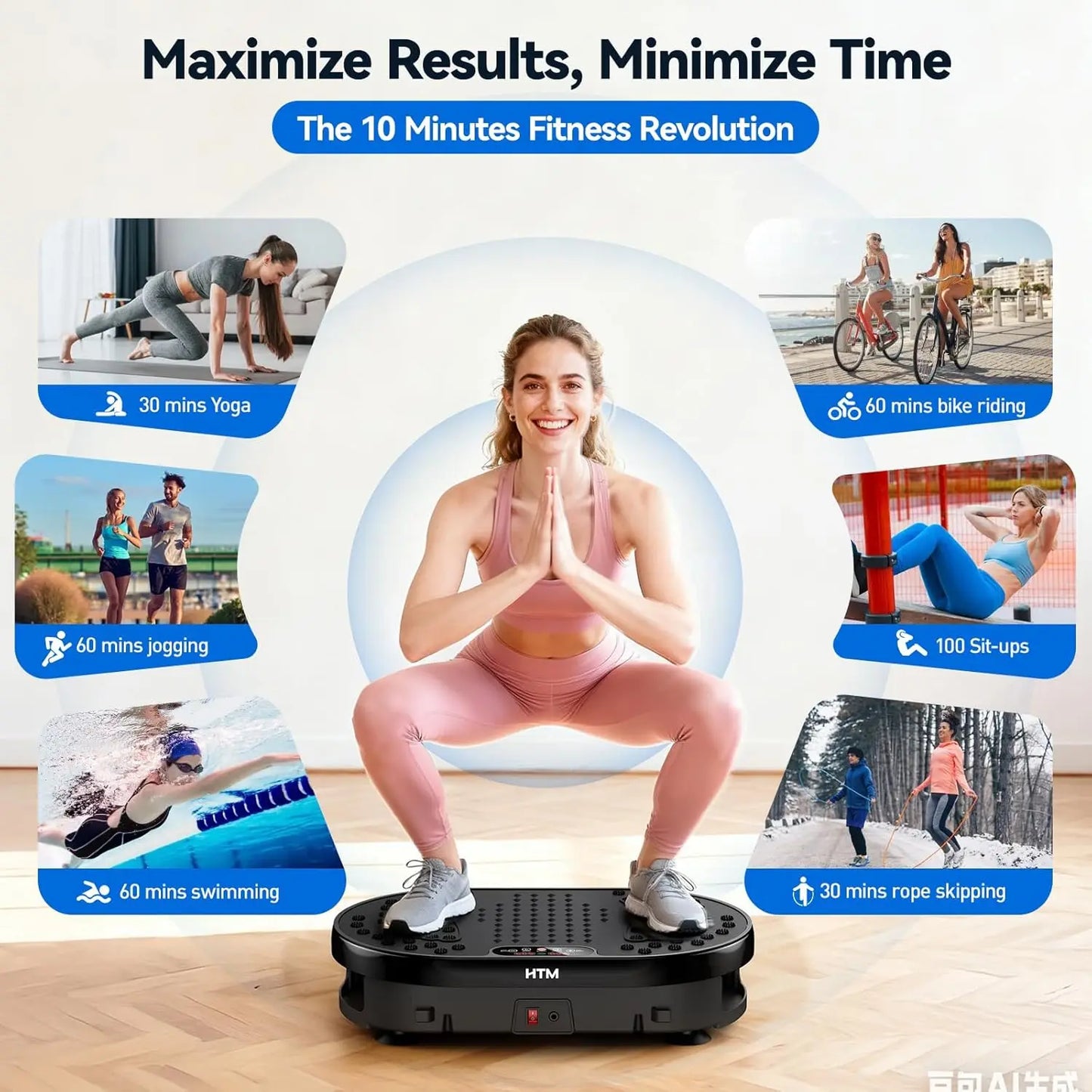 Vibration Plate 18 inch Exercise Machine Whole Body Workout Power Vibrate Fitness Platform  Weight Loss Shaping 120 Speed Levels
