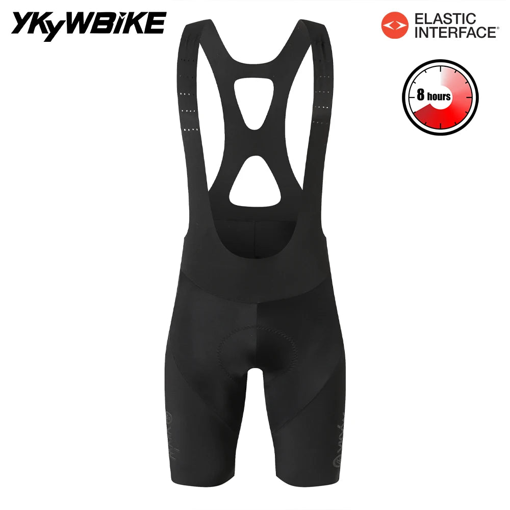 YKYWBIKE Men Cycling Bib Shorts Italy Padding 7Hour Riding 3D Bicycle Bibs Pants Breathable Hollow Back Seamless Road Bike Pants