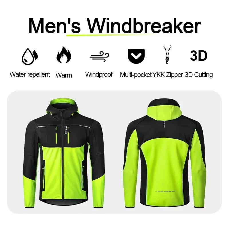 INBIKE Men's Windproof Waterproof Thermal Cycling Jacket With Reflective Stripes