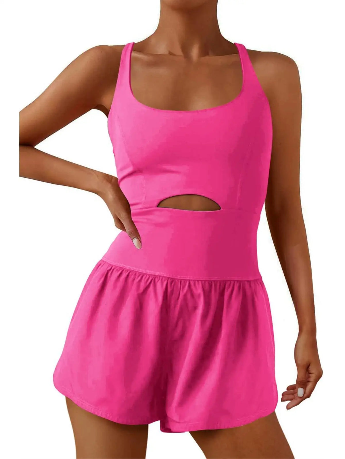 Women Seamless Cross Back Workout Romper With Padded Bra