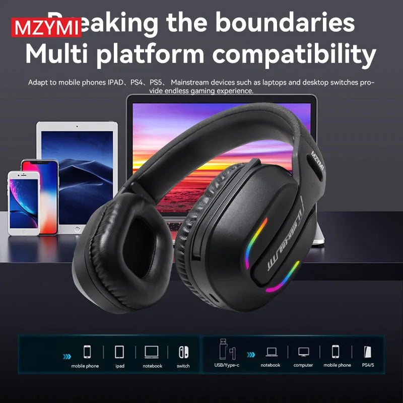 GT100 Wireless Gaming Headset 2.4GHz Bluetooth Headphones With Mic For PS4 PS5