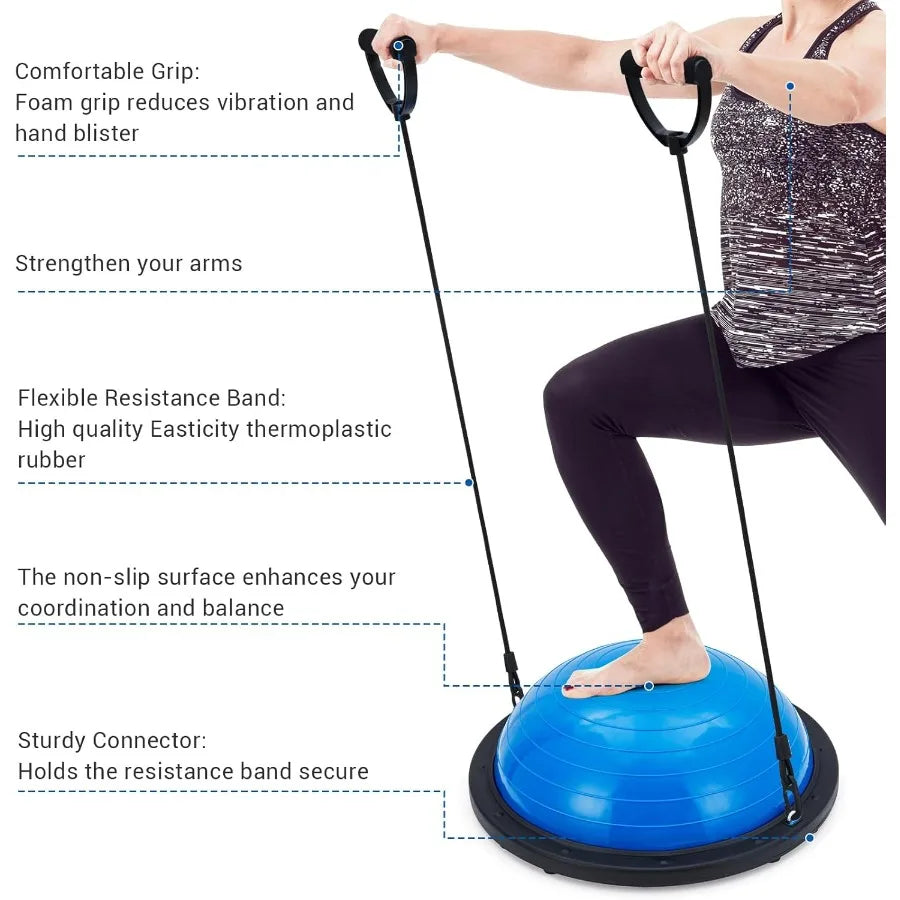 Inflatable Half Yoga Ball With Nonslip Base For Balance Training