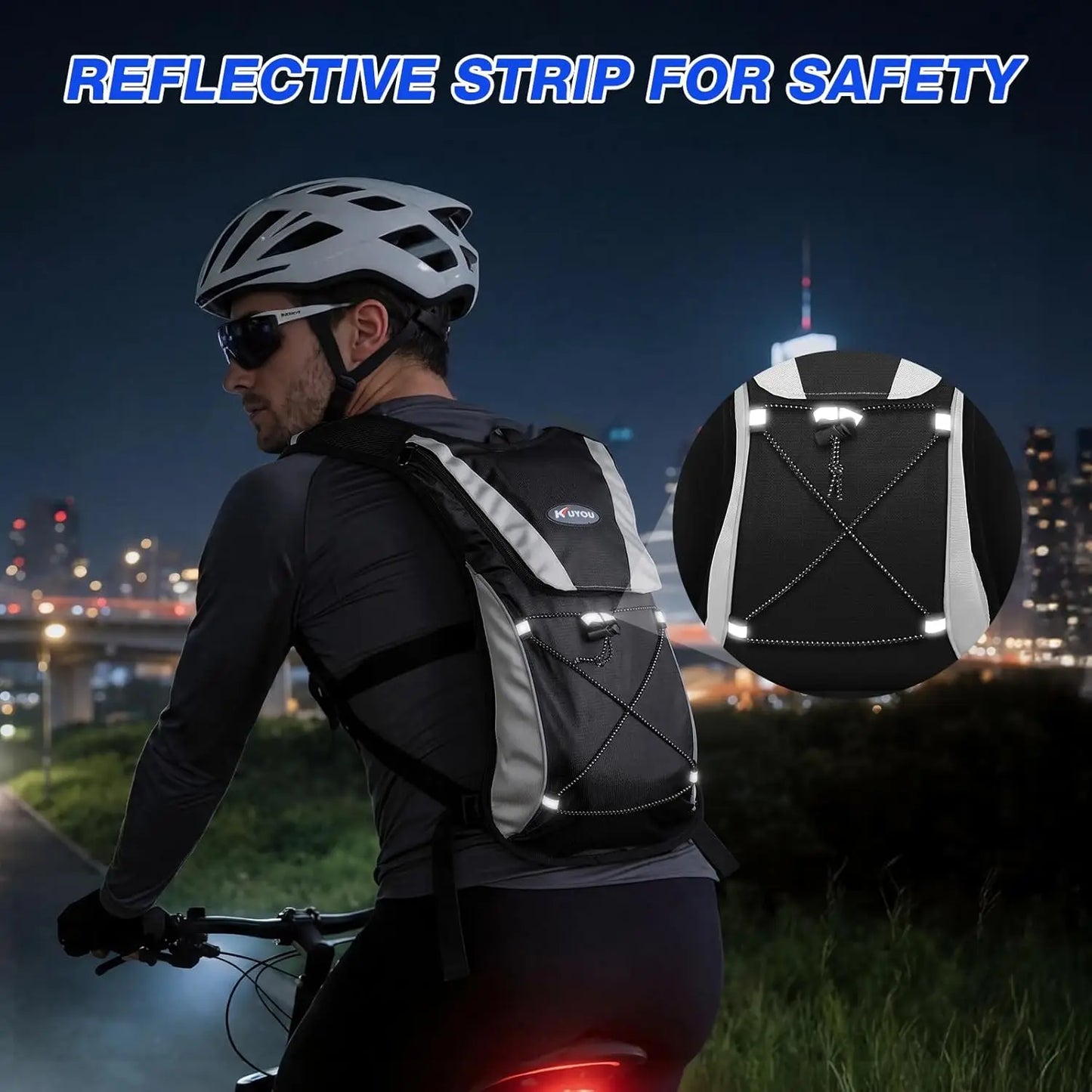 Running Hydration Vest With 2L Water Bladder Adjustable Straps Reflective