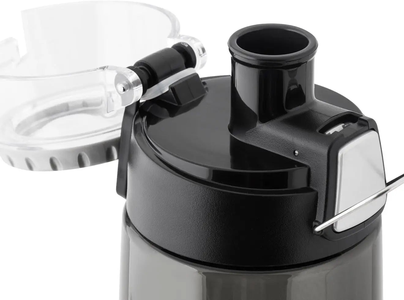 24-Ounce BPA-Free Plastic Water Bottles, 6-Pack, with Hydration Meter, Leak-Proof Lid, and Push Button Sipper, Smoke Color