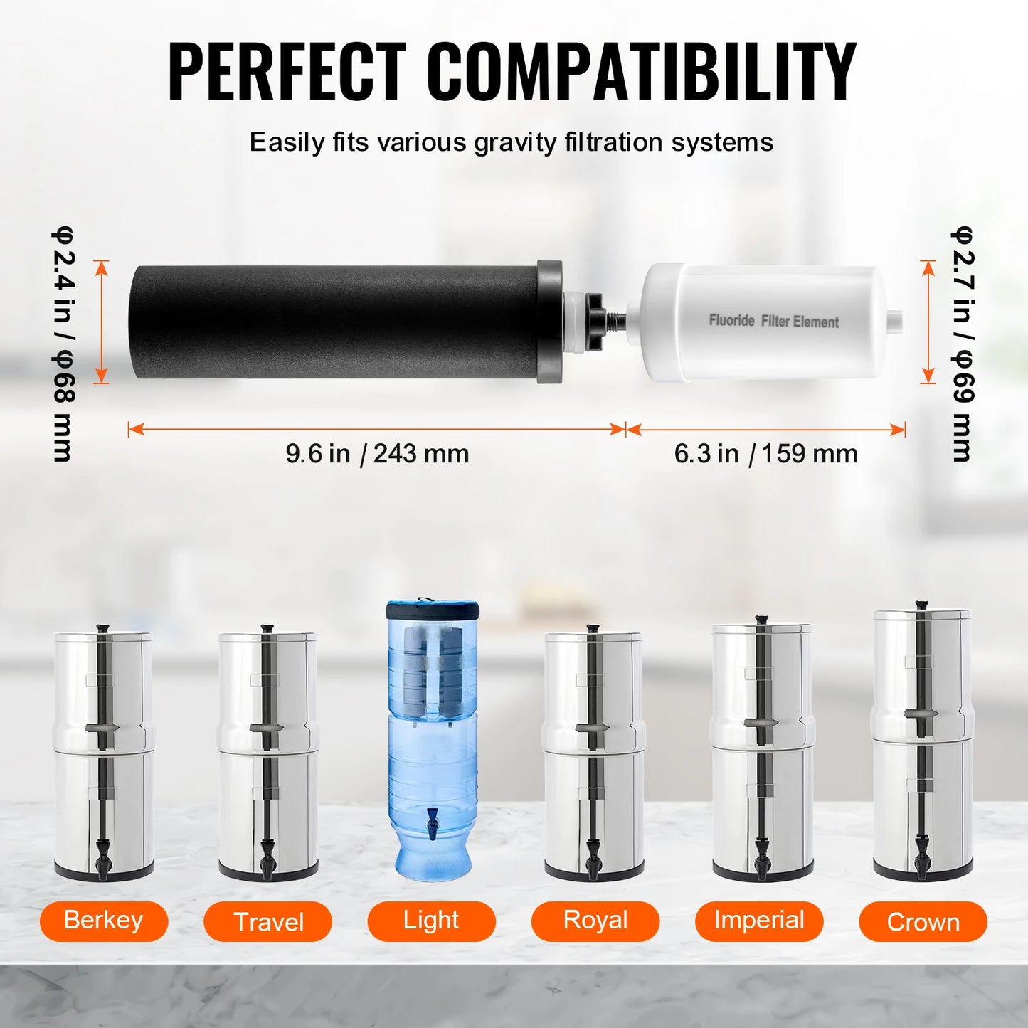 SucceBuy Water Filters Replacement Purification Elements Replacement Filters Gravity Water Filter System Compatible w Most Brand
