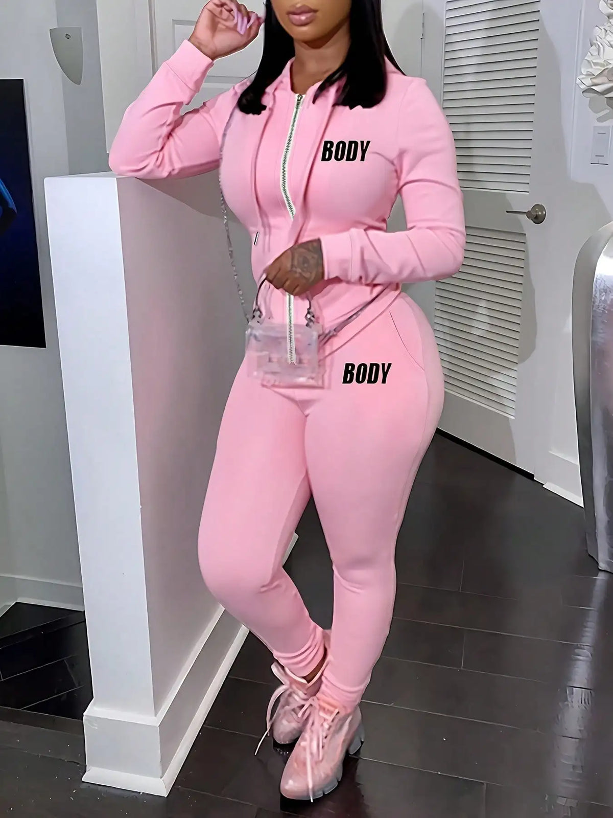 Women's Two Piece Hoodie and Jogger Sweatpants Sportswear Set