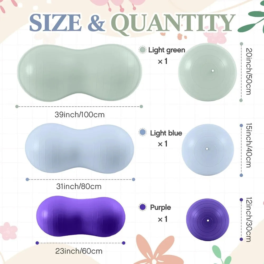 Peanut Ball for Kids Therapy Anti-Burst Exercise Yoga Ball with Pump for Pregnancy Birth Exercise Physical Therapy
