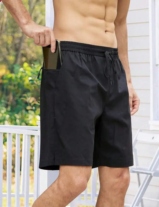 Mens Quick Dry Swim Trunks With Compression Liner And Zipper Pockets