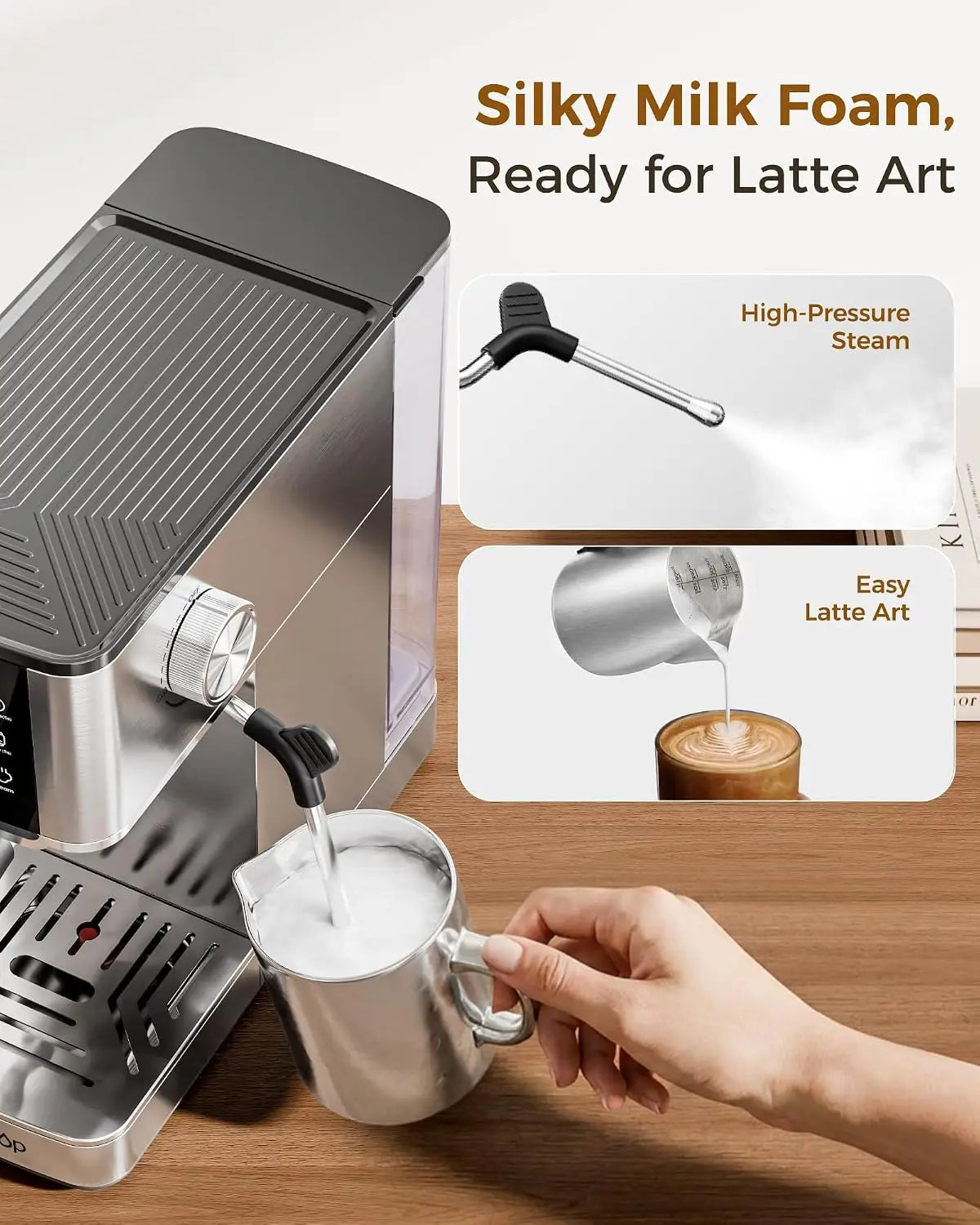 Waterdrop 20 Bar Semi Automatic Espresso Machine With Steam Wand