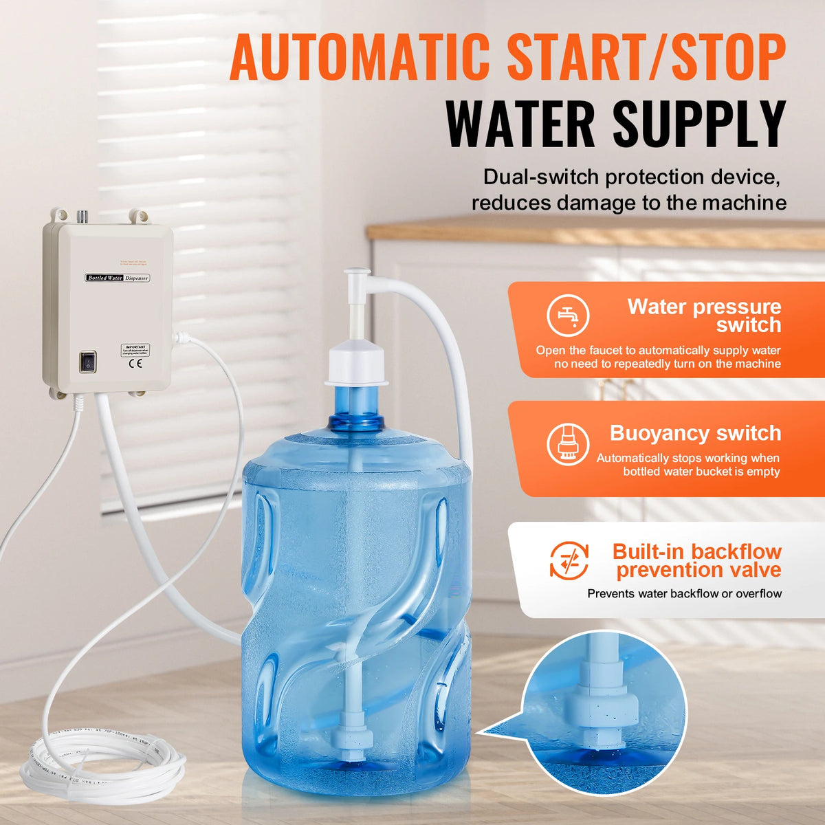 Electric Water Dispenser Pump For Bottles With Dual Pipe System
