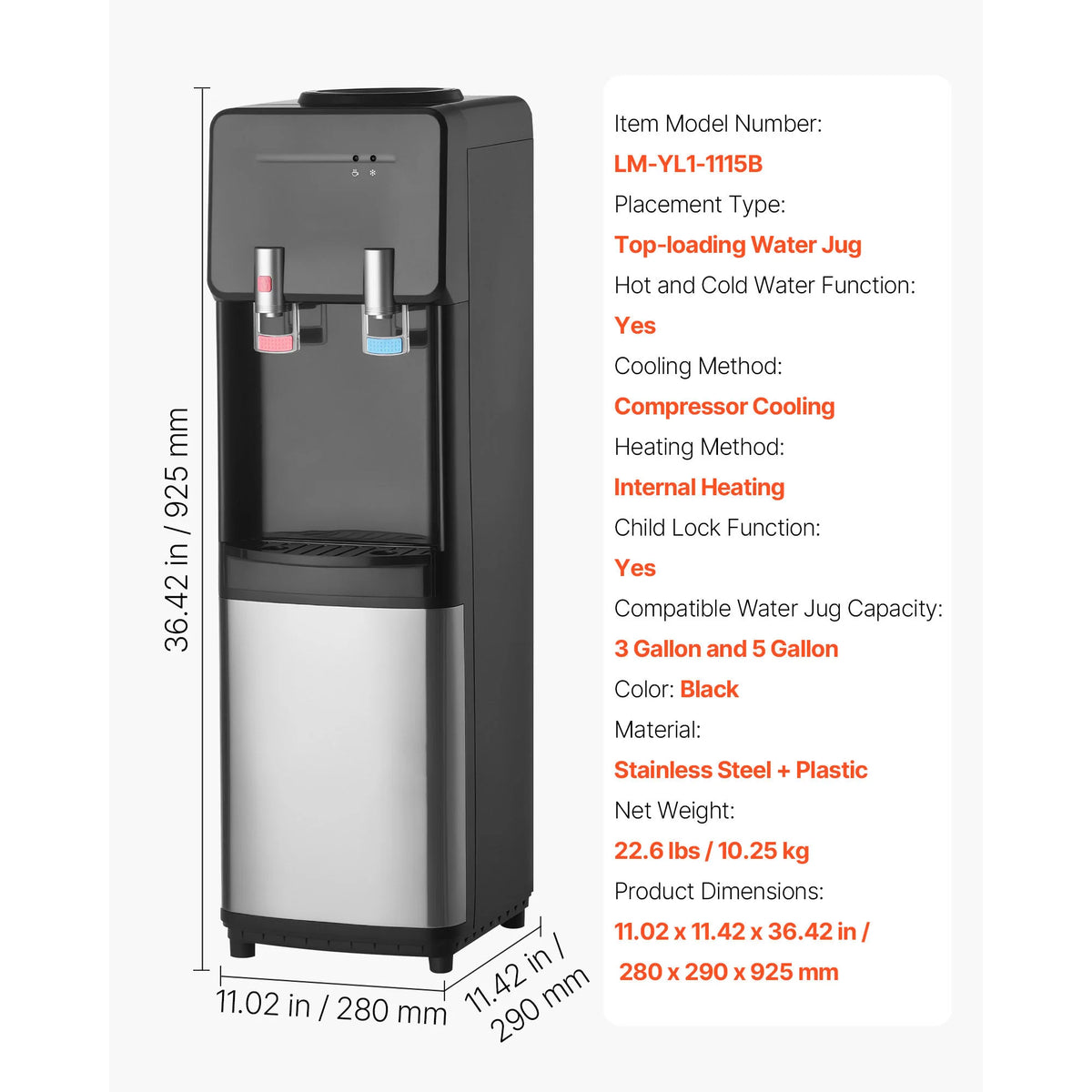 SucceBuy Top Loading Hot And Cold Water Cooler Dispenser