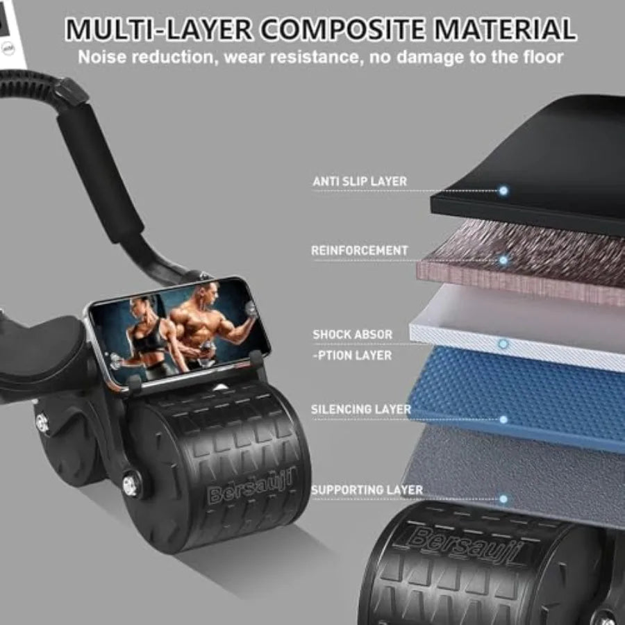 2026 Upgraded Ab Roller Wheel with Knee Mat andTimer - Automatic Rebound Abdominal Wheel with Elbow Support, Abs Workout Equipm