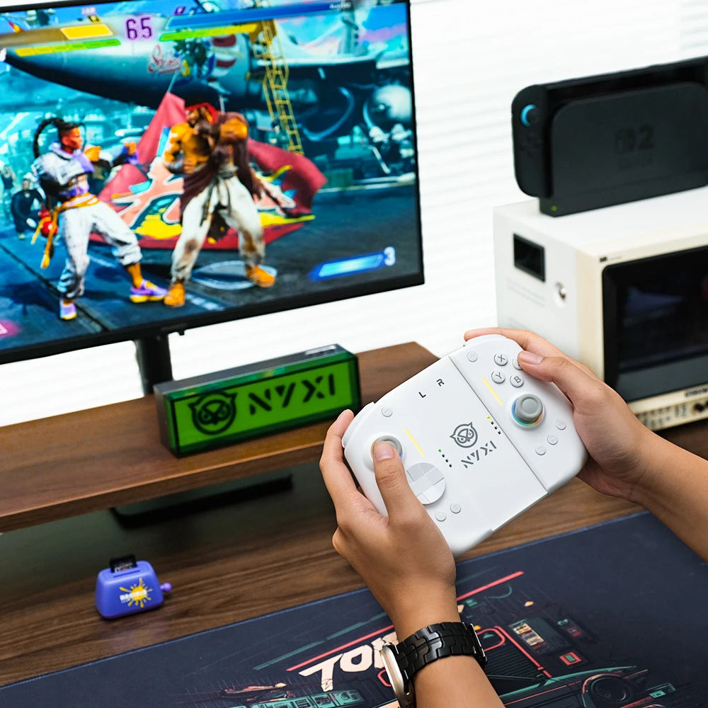 NYXI Hyperion 3 Joypad for Switch 2, Magnetic Modular, Hall Effect No Drift, Mechanical Switches, 9-Axis Gyro - White