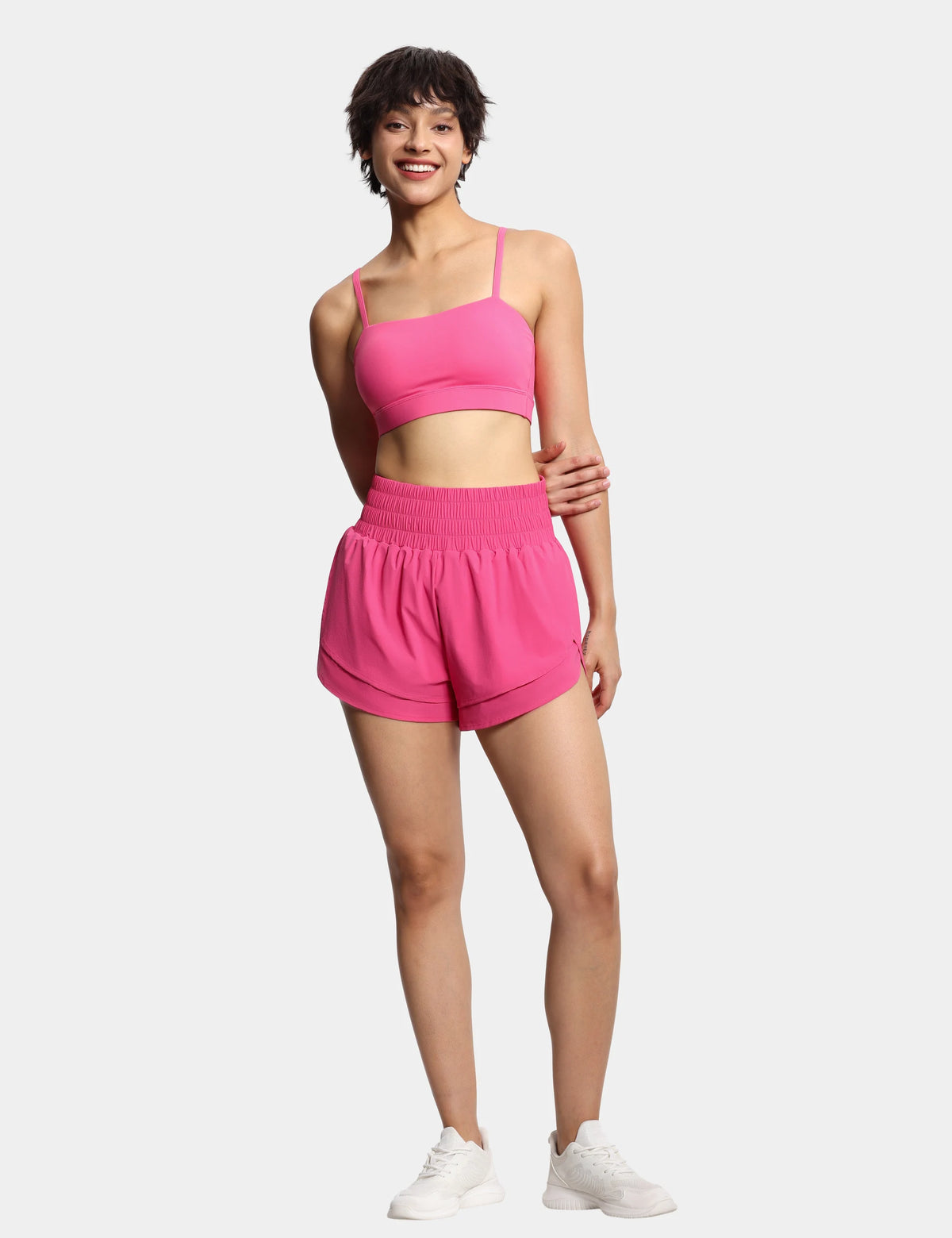 THE GYM PEOPLE Women's High Waisted Mesh Lined Running Shorts