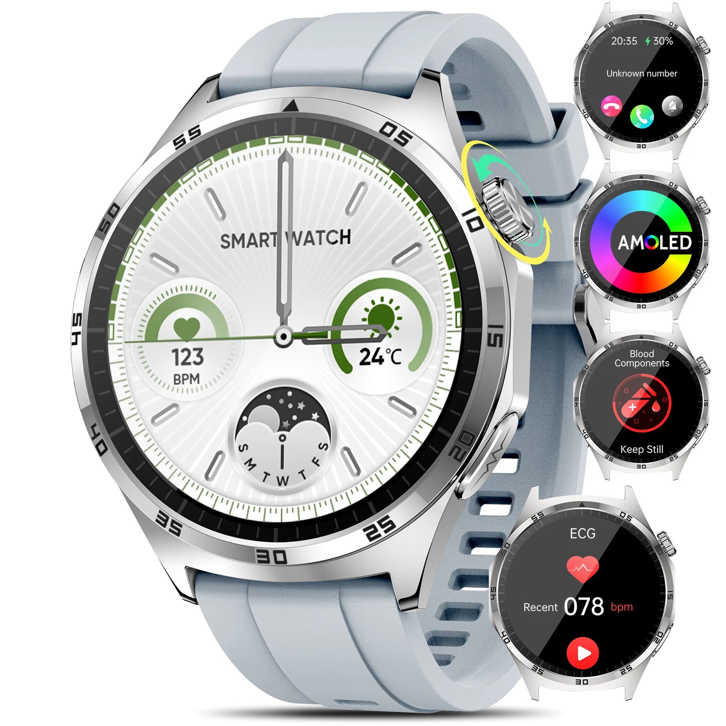 Marsyu ECG PPG HRV Oxygen Health Smartwatch With Lipid And Uric Acid Monitoring