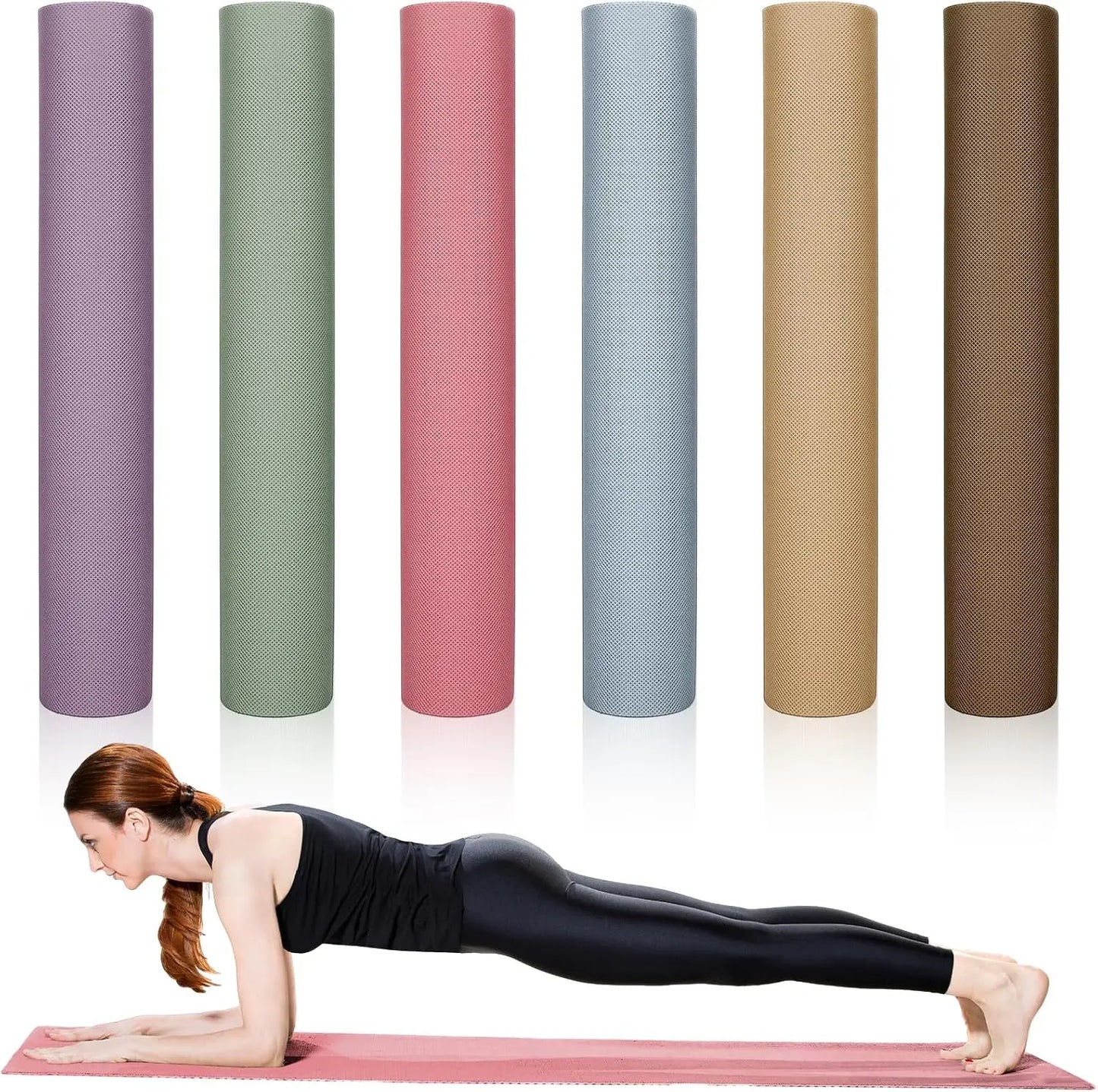 6 Pack Yoga Mats Bulk 68 x 24 Inches Non Slip Exercise Yoga Mat 4 mm Thick Anti Slip Tear Resistant Sports Gym for Fitness Stretching Home Workout and Studio