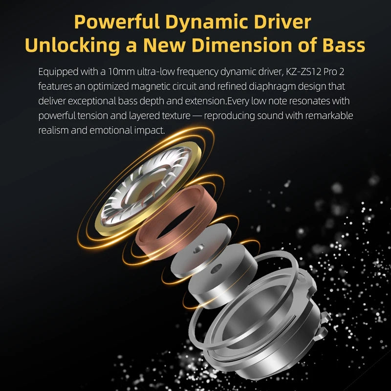 In Ear Monitor KZ ZS12 Pro 2 Hybrid 1DD+5BA Wired IEM Earphones with High Purity Silver Plated Detachable Cable, 3.5mm 2Pin HiFi Gaming Earbuds for Musicians Audiophiles