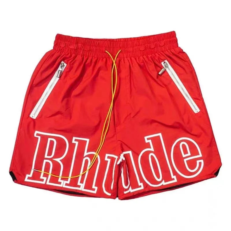 2026 Rhude High Street Trend Casual Shorts Men Woman Letter Print Loose Breathable Light Quick Drying Rhude Sports Shorts