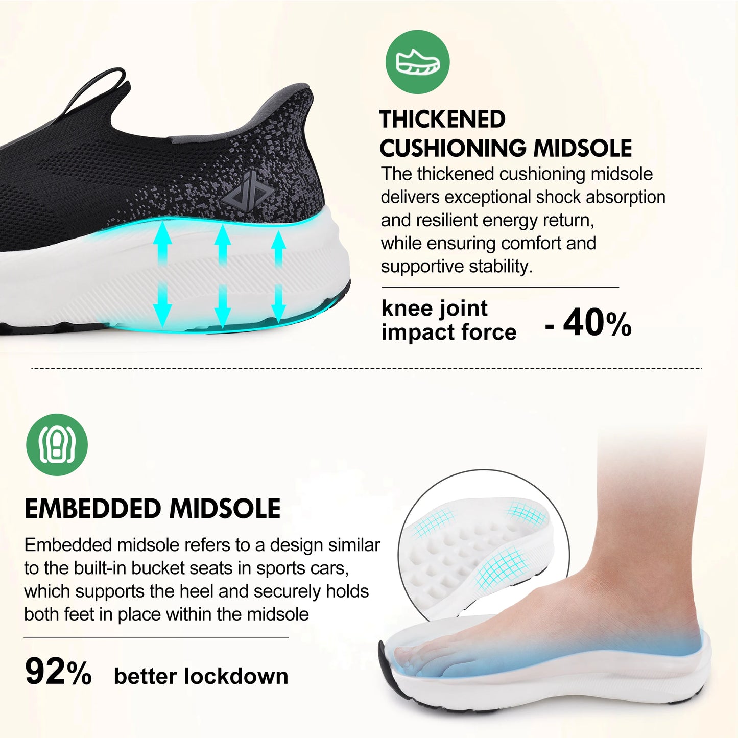 Men's Slip-On Walking Shoes With Arch Support Cushioned Zero Drop