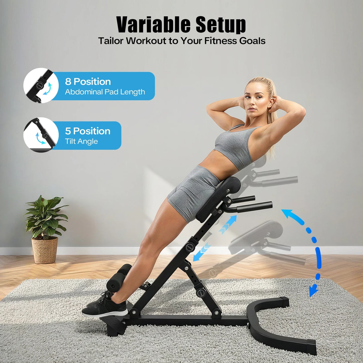 Roman Chair Back Extension Machine 330lb Weight Capacity
