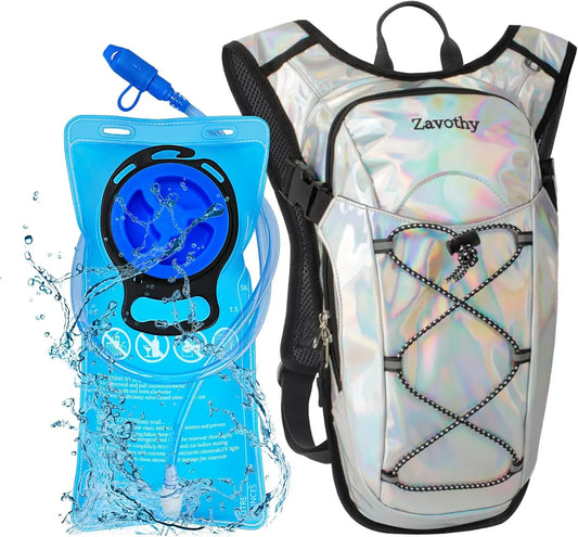 Reflective Hydration Backpack 2L Bladder For Hiking Running Cycling Festivals