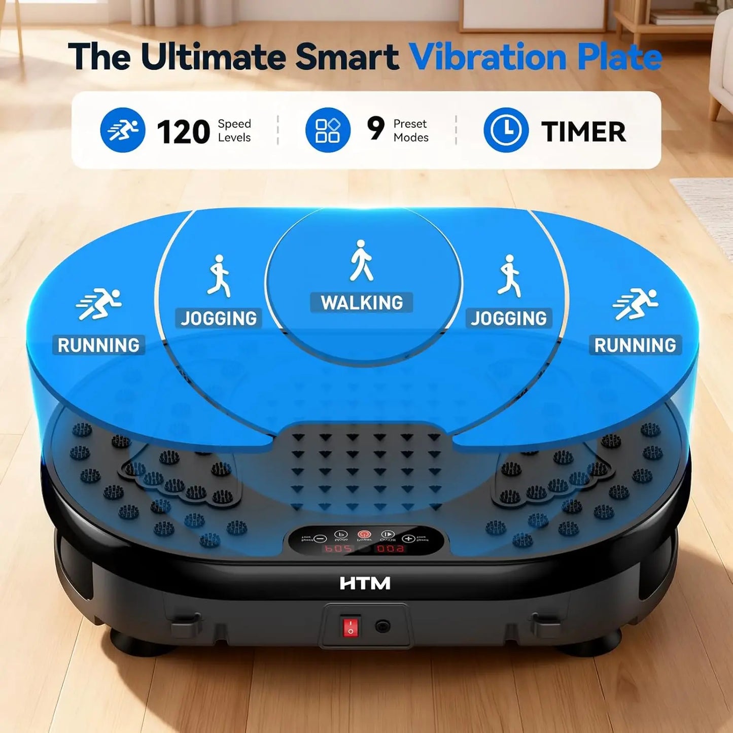 Vibration Plate 18 inch Exercise Machine Whole Body Workout Power Vibrate Fitness Platform  Weight Loss Shaping 120 Speed Levels