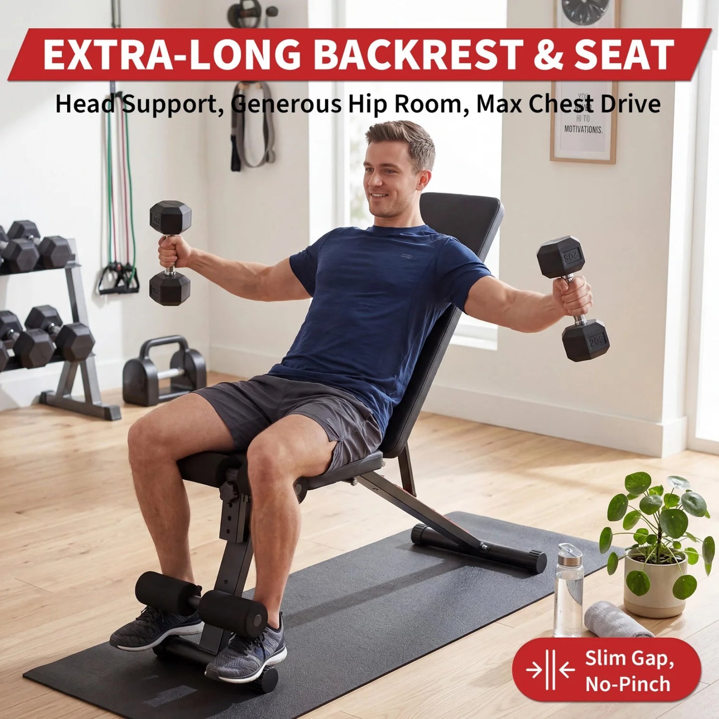 HiMISS Adjustable Weight Bench With Leg Extension And Preacher Curl