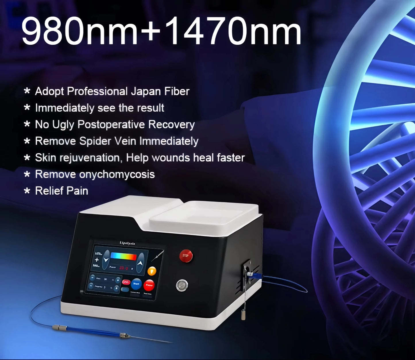 Portable Facial Lifting Laser Machine 980nm 1470nm Body Skin Tightening