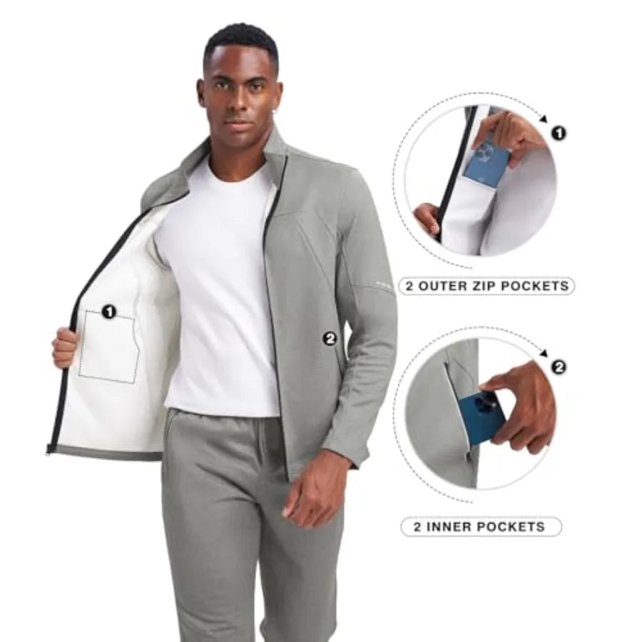 Rdruko Mens Fleece Track Suit Set 2 Piece Winter Warm Athletic