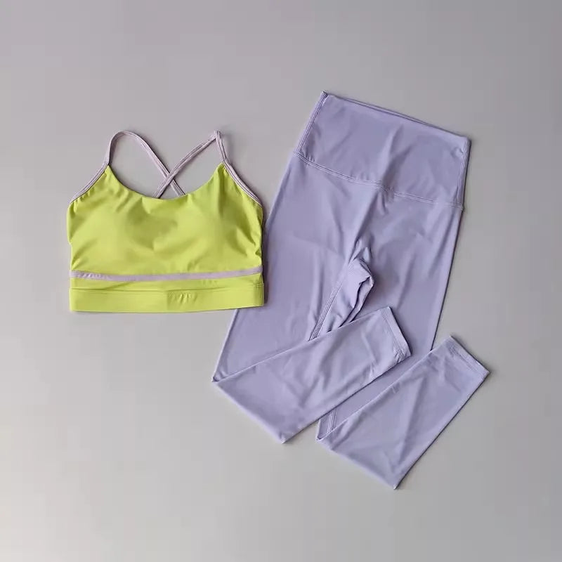Women's Yoga Set 2-Piece High Waist Leggings And Sports Bra