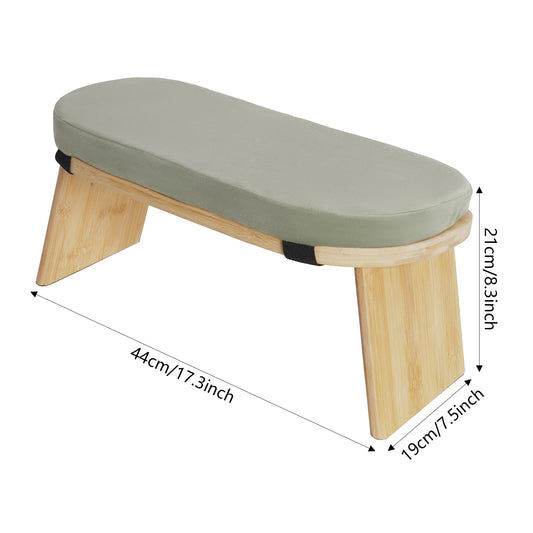 Kneeling Chair, Foldable Meditation Bench, Wooden Ergonomic Yoga Seat, Soft Cushion, 5 Degree Forward Tilt, Heavy Duty Structure Supports 397lbs, Home Fitness, Mindfulness, Prayer, Zen Sitting, Easy Storage, Anti-Fatigue Gree