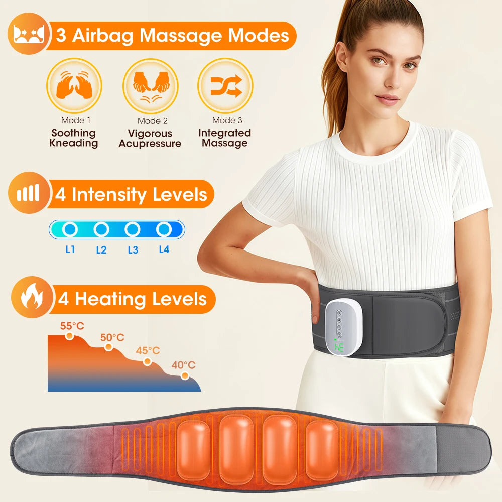Hailicare Cordless Heating Waist Belt With Airbag Lumbar Support Massager