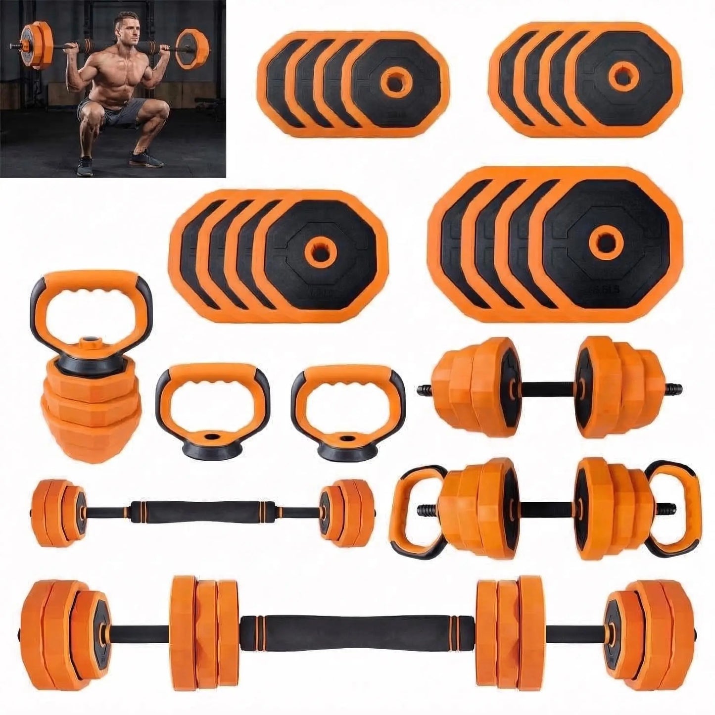Adjustable Dumbbells, 44lbs Free Weight Set with Connector,4 In1 Dumbbells Set Used As Barbell,Kettlebells,Push Up Stand for Home Gym
