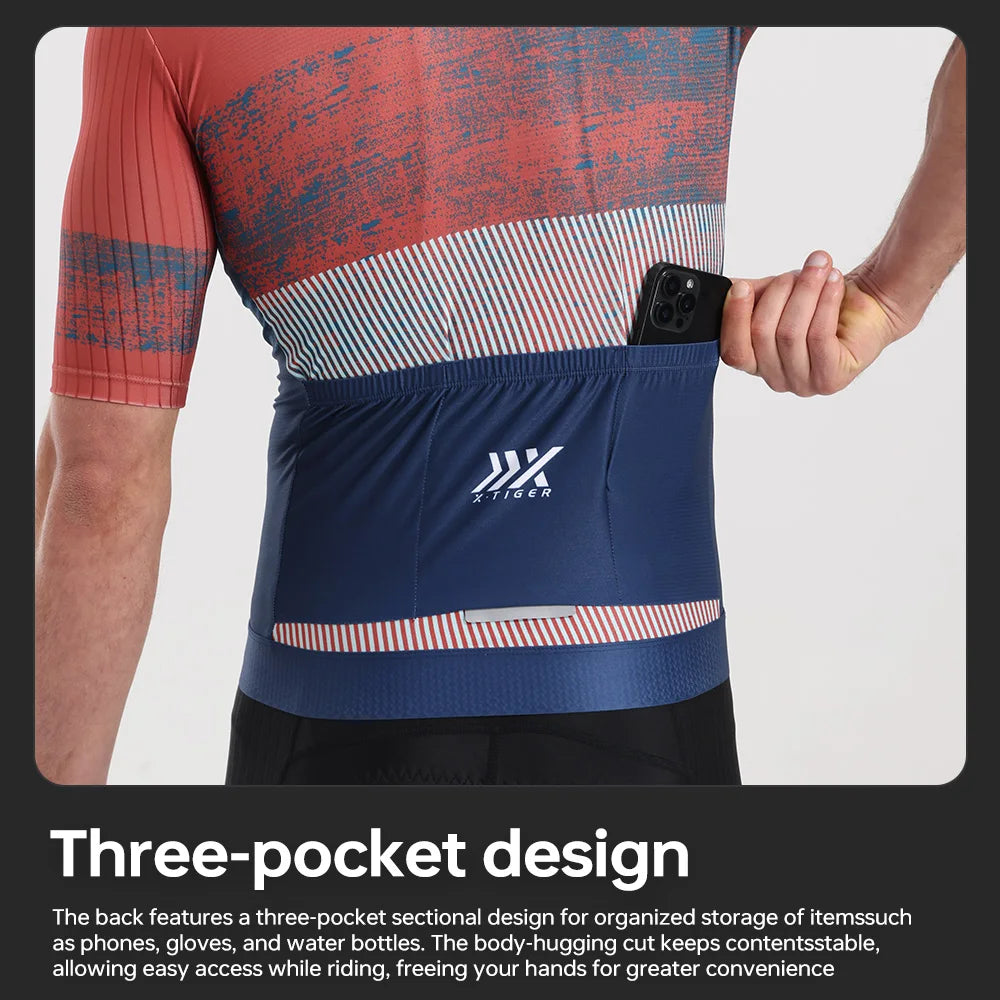 X-TIGER Sunset Wilderness Men Cycling Jersey Summer Quick Dry Breathable Short Sleeve Road Bike MTB Riding Clothing UV Protection Bicycle Tops