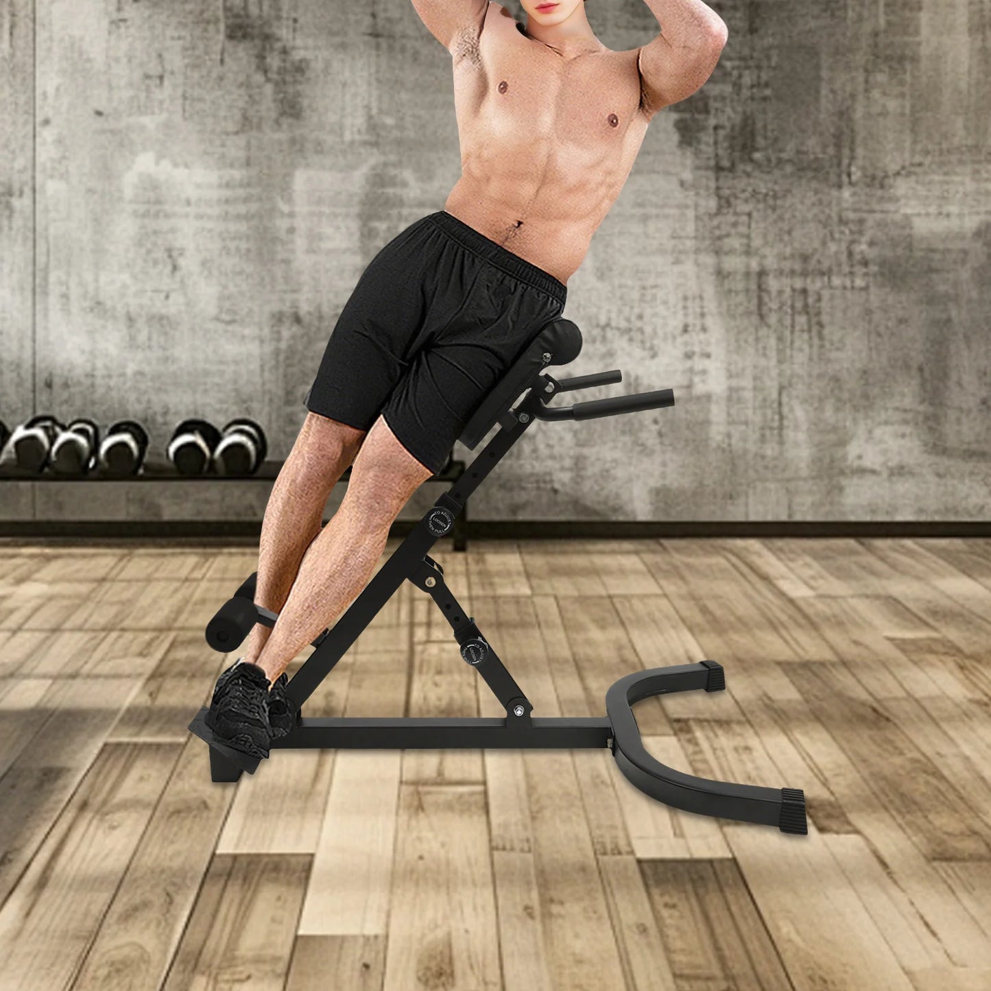 Roman Chairs with Non-Slip Pedal, 8 Pad Positions, 5 Angle Adjustments, Hyperextension Bench, Foldable Abdominal Stool for Core Strength, Back Muscles, Posture, Balance, Home Fitness Equipment