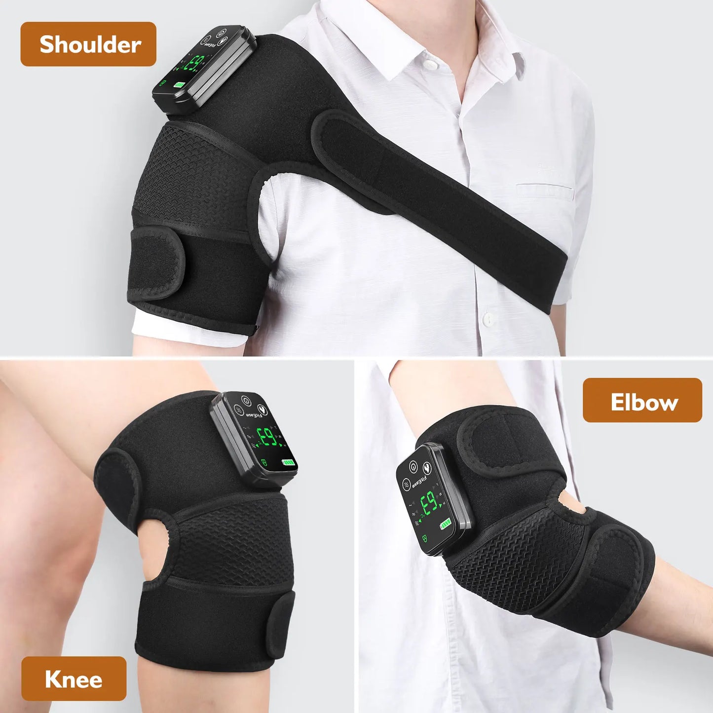 Cordless 3-in-1 Thermal Knee Pad with Vibration Massager Leg & Arm Joint Brace Muscle Relaxation Wrap for Sports And Fitness